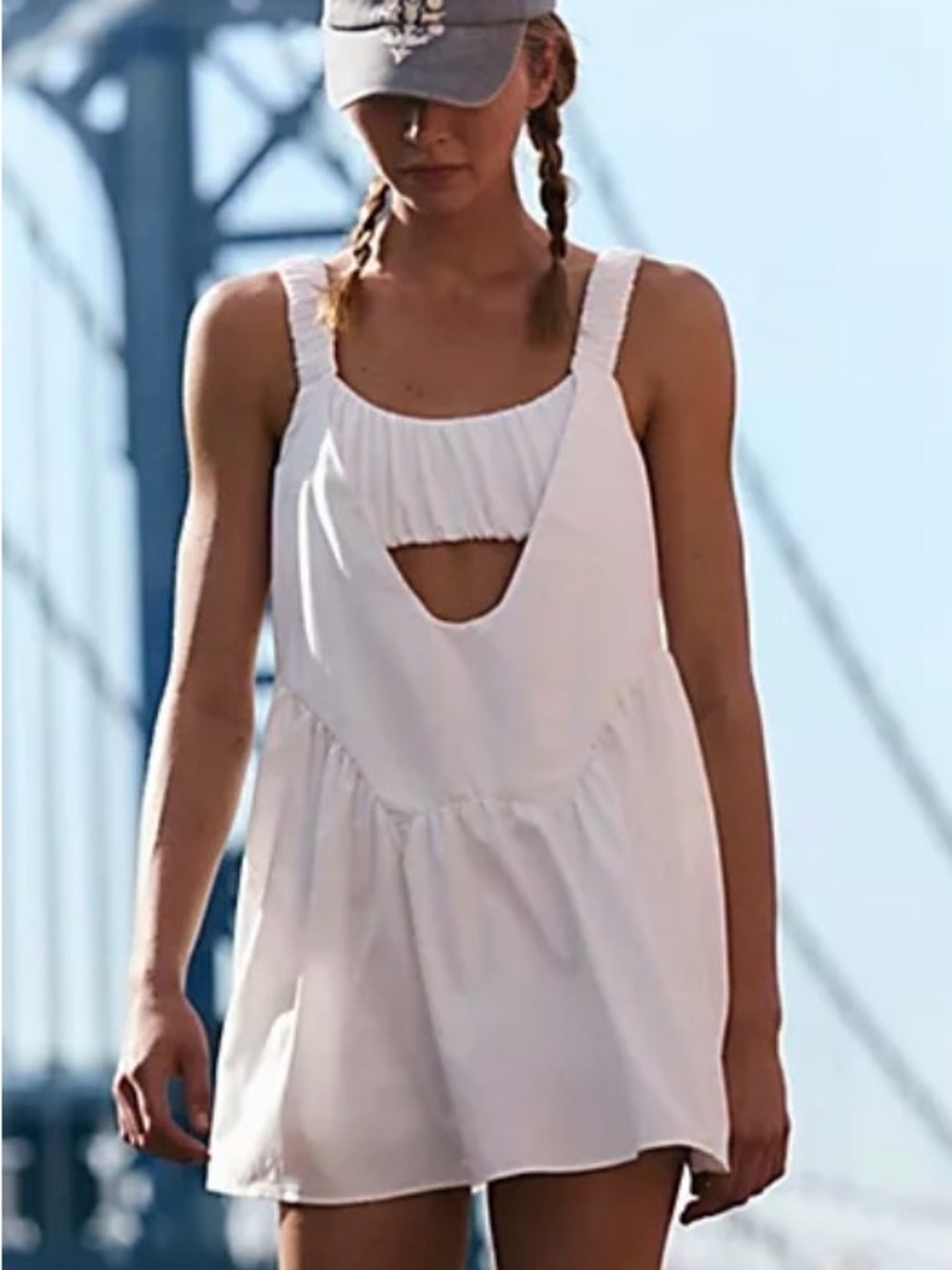 FP Movement by Free People White Mini Dress with Cutout